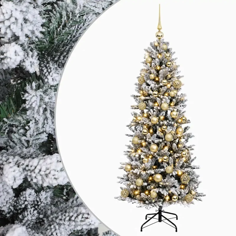 Albero di Natale artificiale con palline 150 cm 150 LED 3465662