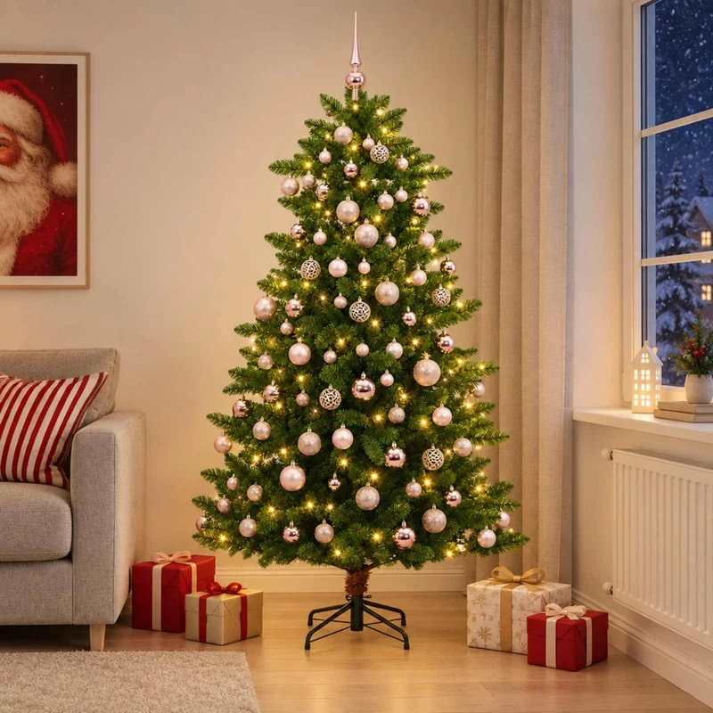 Albero di Natale Artificiale con Palline 210 cm 300 LED 3461378