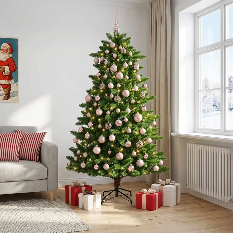 Albero di Natale Artificiale con Palline 210 cm 300 LED 3461378