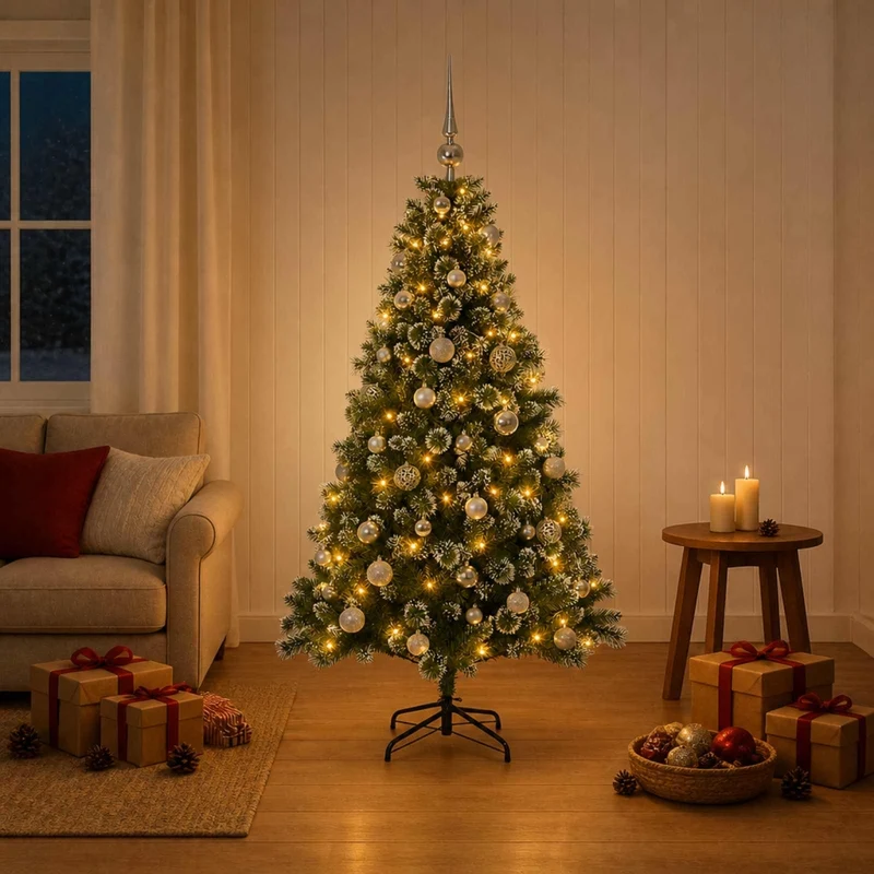 Albero di Natale Artificiale con Palline 150 cm 150 LED 3461271
