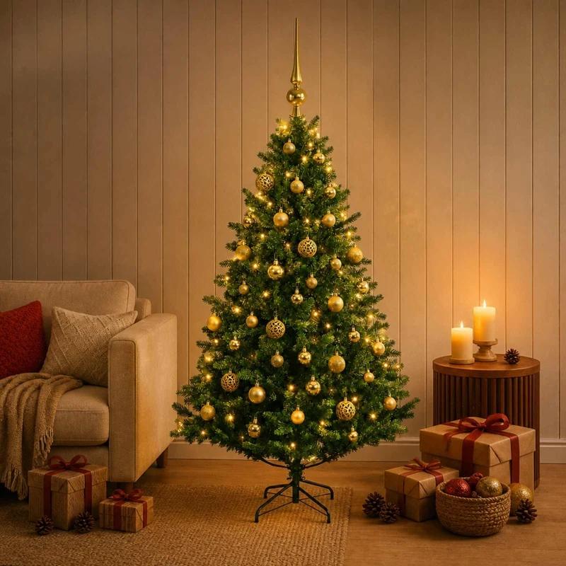 Albero di Natale Artificiale con Palline 120 cm 150 LED 3465681