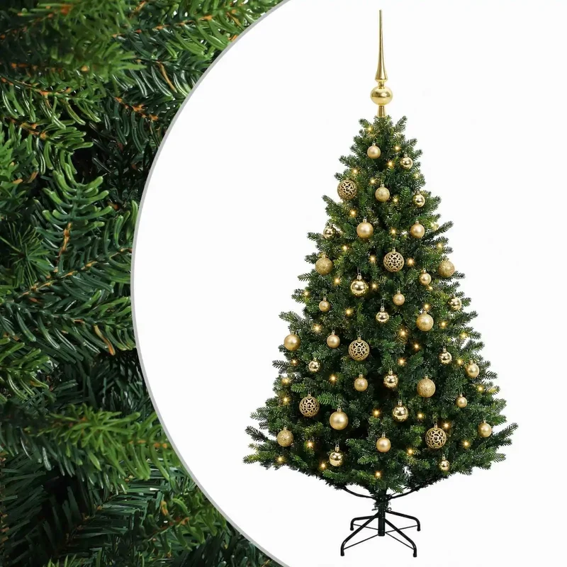 Albero di Natale Artificiale con Palline 120 cm 150 LED 3465681
