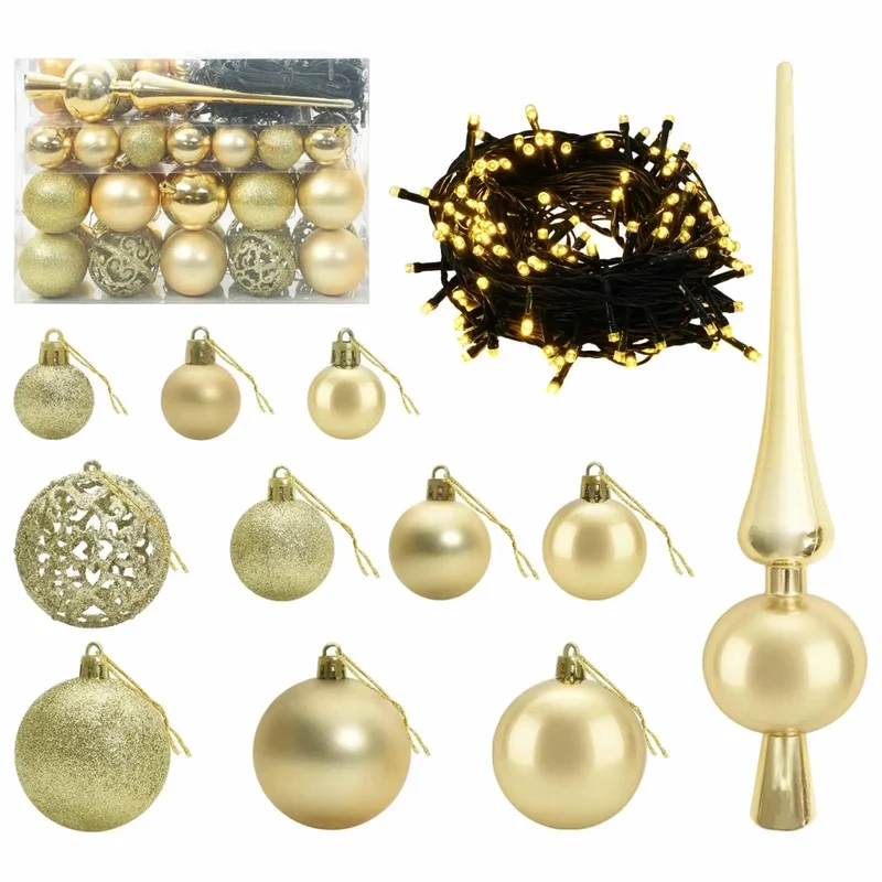 Albero di Natale Artificiale con Palline 120 cm 150 LED 3465681