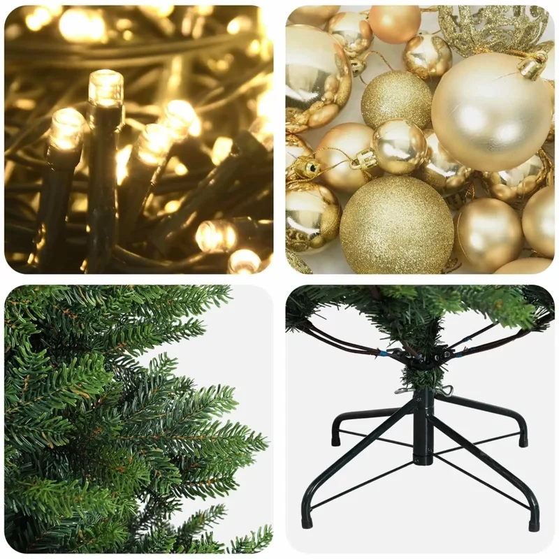 Albero di Natale Artificiale con Palline 120 cm 150 LED 3465681
