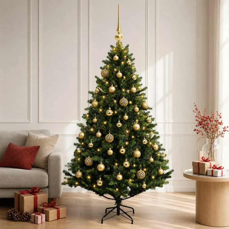 Albero di Natale artificiale con palline 150 cm 150 LED 3465682