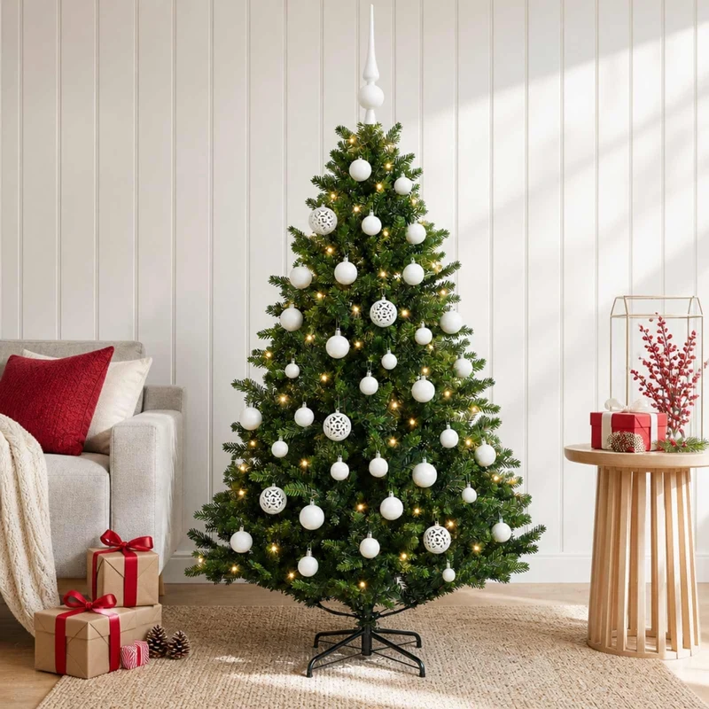 Albero di Natale Artificiale con Palline 120 cm 150 LED 3466065
