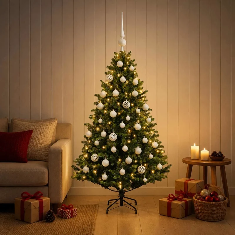 Albero di Natale Artificiale con Palline 120 cm 150 LED 3466065