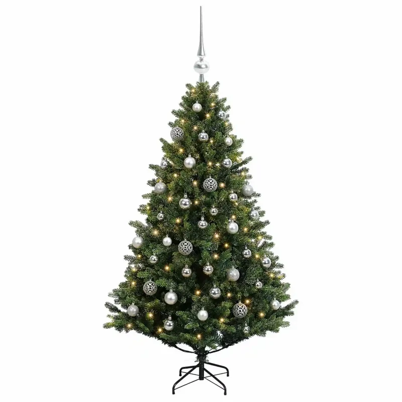 Albero di Natale Artificiale con Palline 120 cm 150 LED 3465969