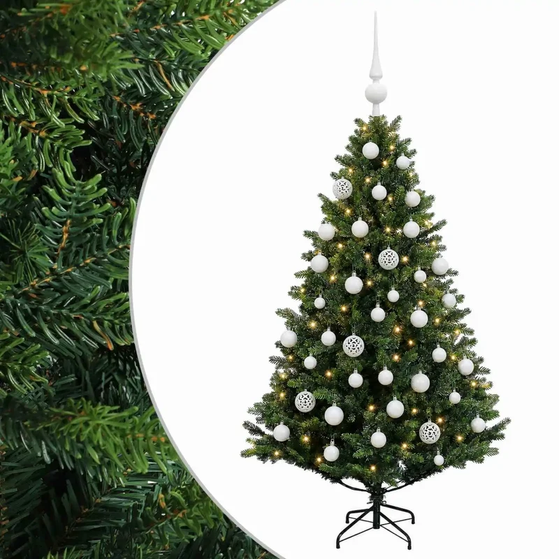 Albero di Natale Artificiale con Palline 150 cm 150 LED 3466066