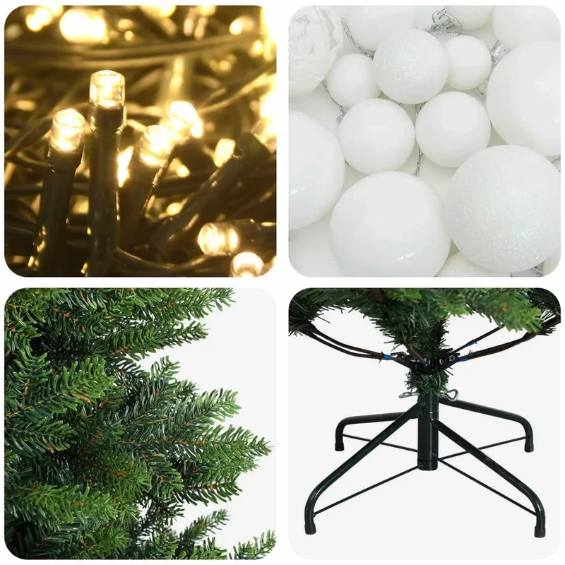 Albero di Natale Artificiale con Palline 150 cm 150 LED 3466066