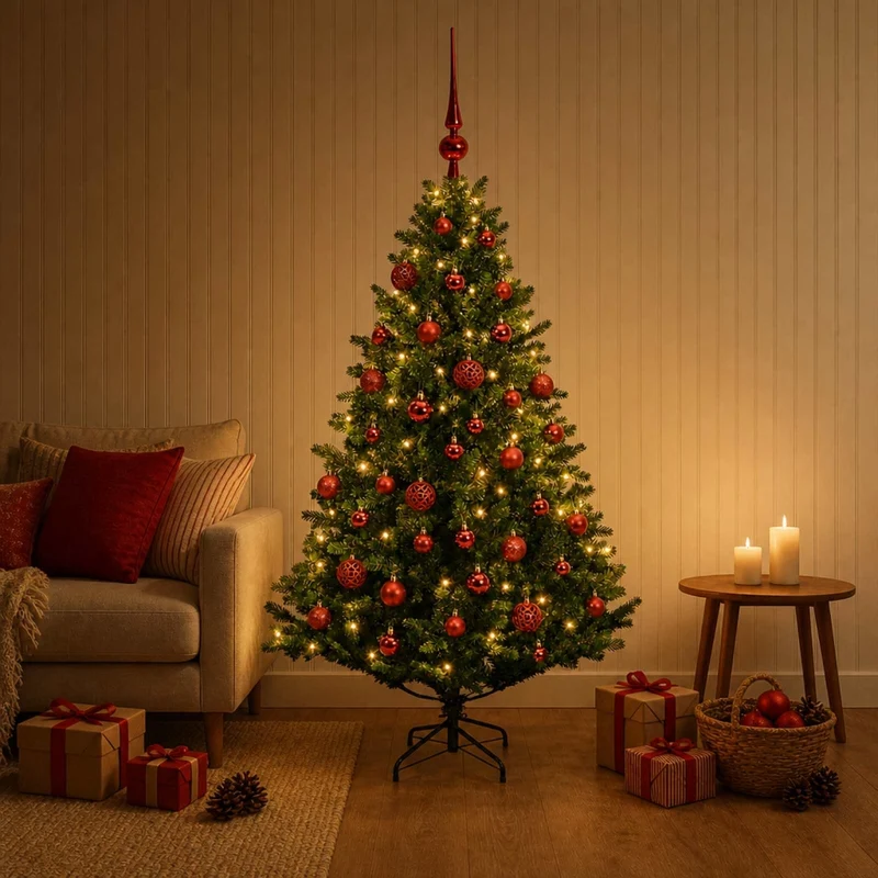 Albero di Natale Artificiale con Palline 150 cm 150 LED 3465874