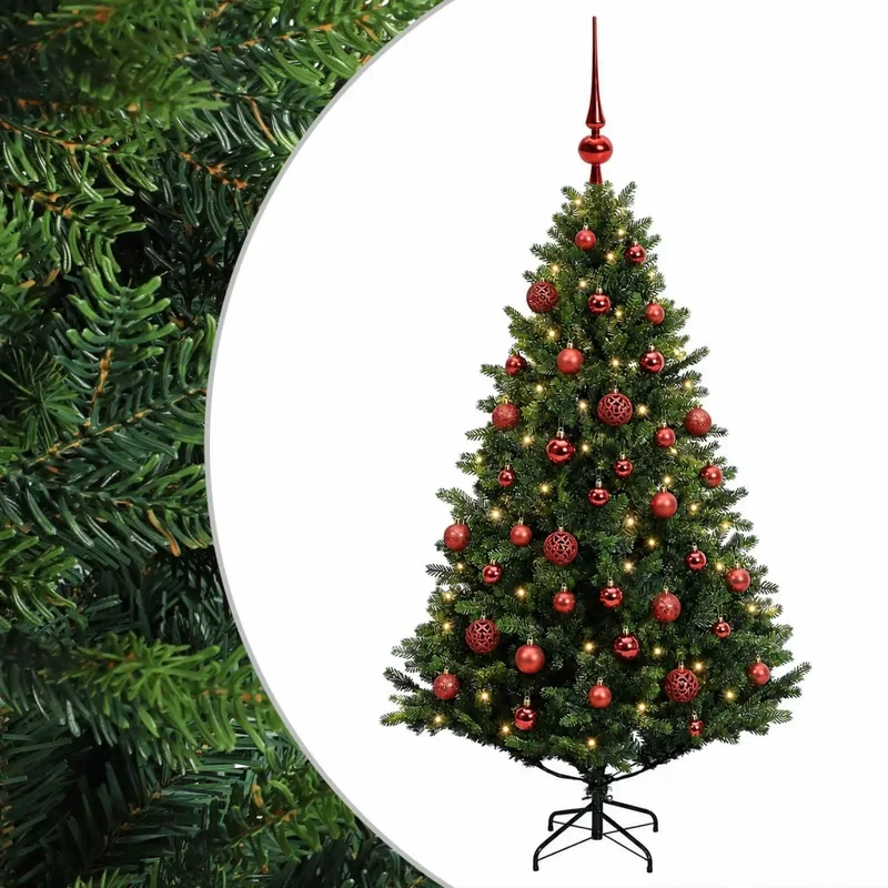 Albero di Natale Artificiale con Palline 150 cm 150 LED 3465874