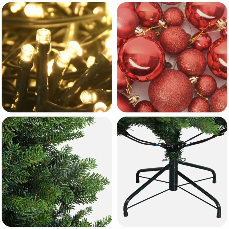 Albero di Natale Artificiale con Palline 150 cm 150 LED 3465874