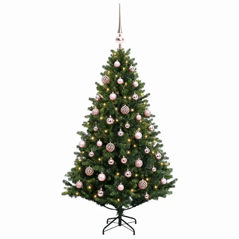 Albero di Natale artificiale con palline 120 cm 150 LED 3465777