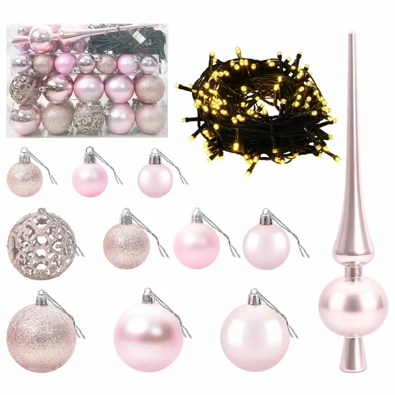 Albero di Natale artificiale con palline 120 cm 150 LED 3465777