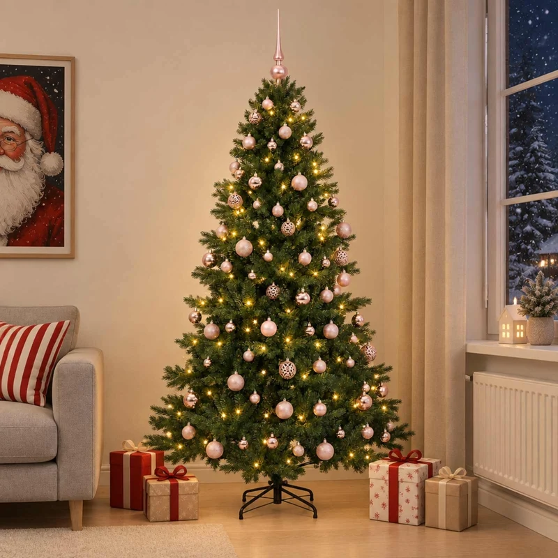 Albero di Natale artificiale con palline 180 cm 300 LED 3466666