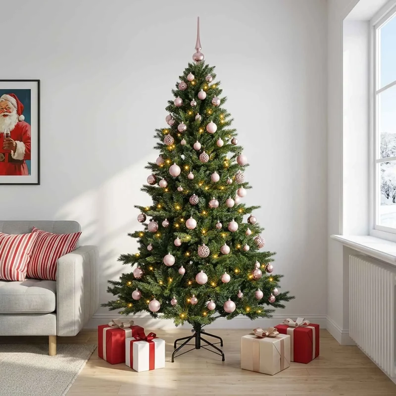 Albero di Natale artificiale con palline 180 cm 300 LED 3466666