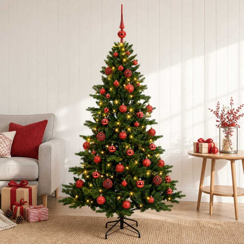 Albero di Natale artificiale con palline 120 cm 150 LED 3465863