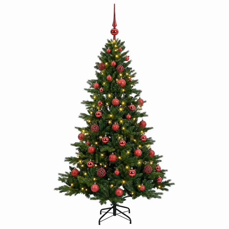 Albero di Natale artificiale con palline 120 cm 150 LED 3465863