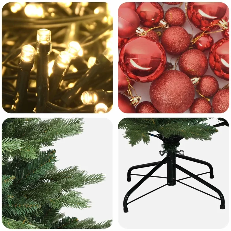 Albero di Natale artificiale con palline 120 cm 150 LED 3465863