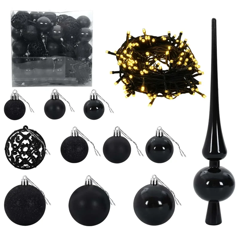 Albero di Natale artificiale con palline 210 cm 300 LED 3466395