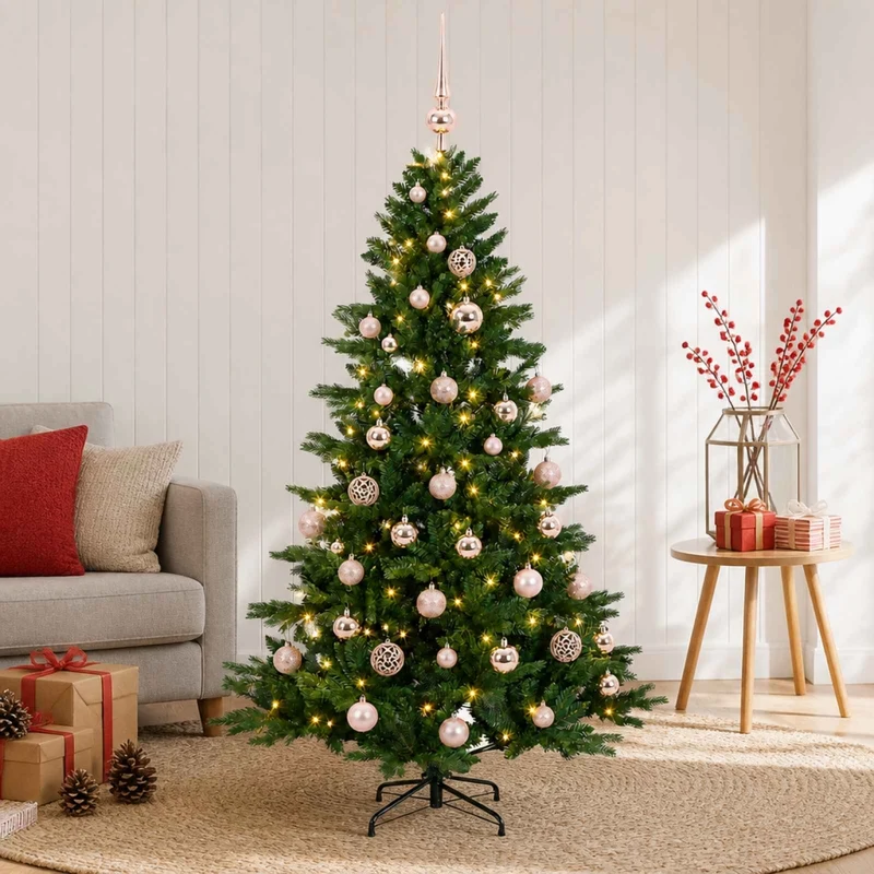 Albero di Natale artificiale con palline 120 cm 150 LED 3465767