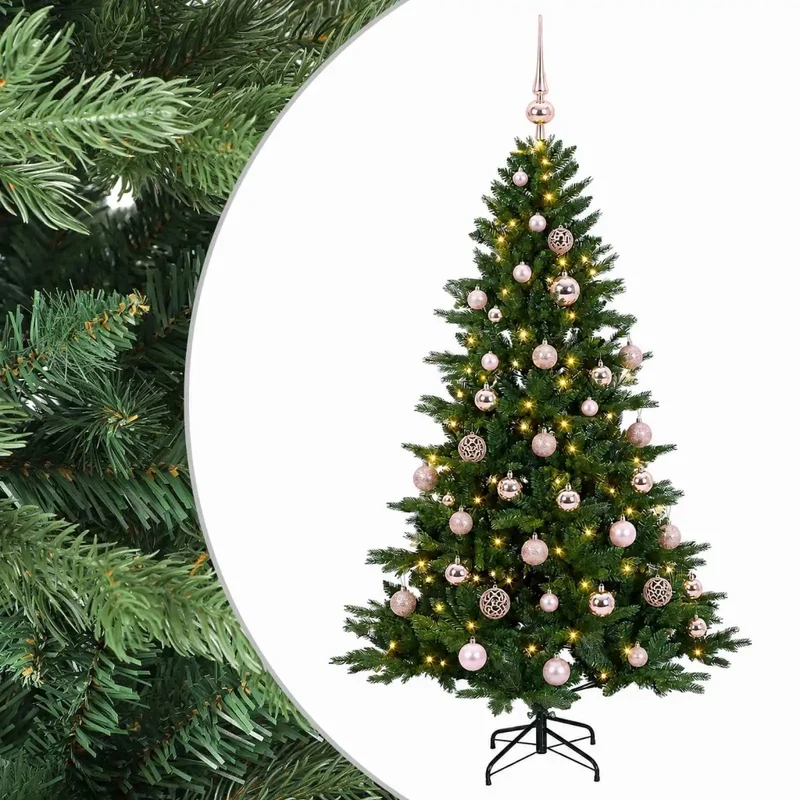 Albero di Natale artificiale con palline 120 cm 150 LED 3465767