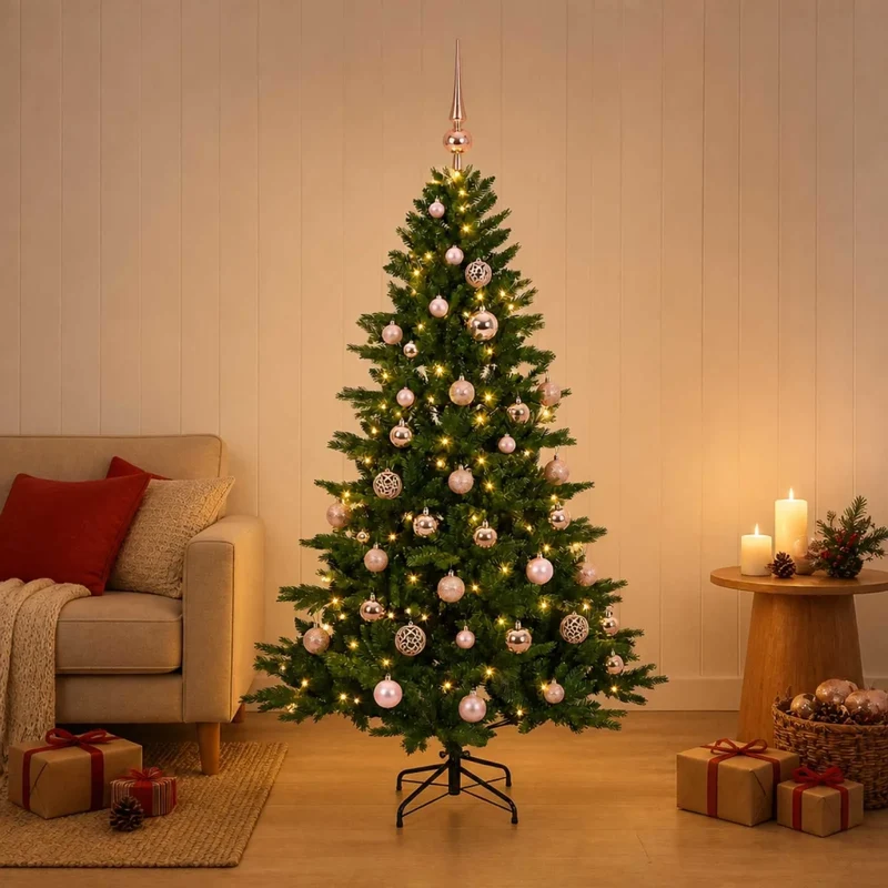 Albero di Natale artificiale con palline 120 cm 150 LED 3465767