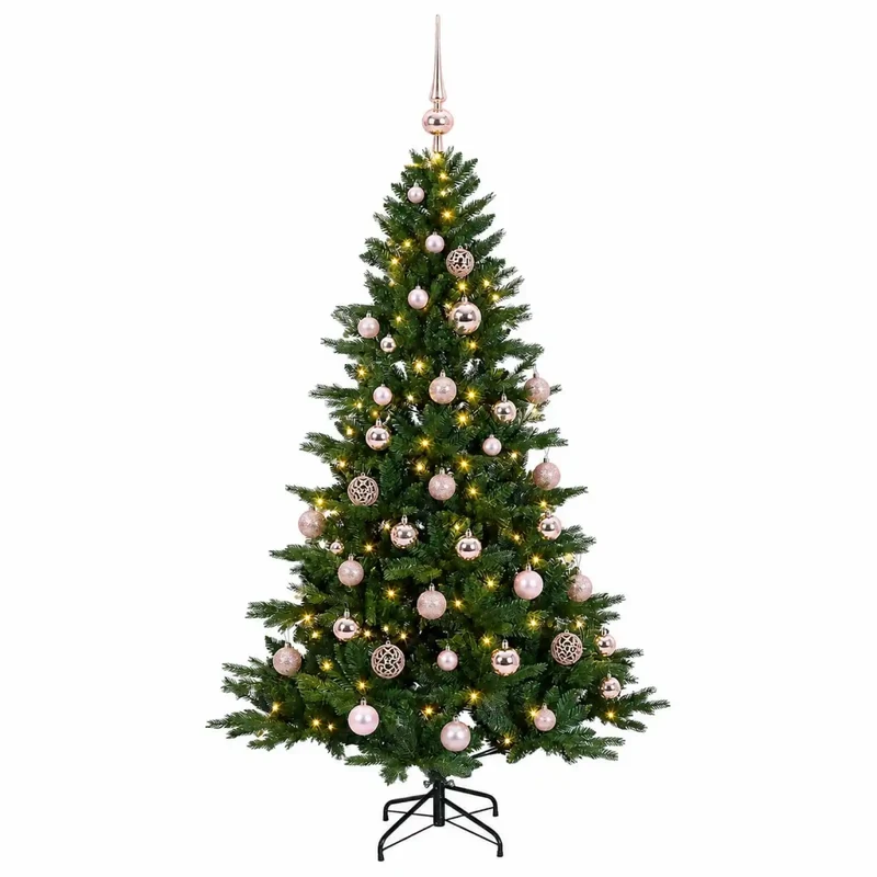 Albero di Natale artificiale con palline 120 cm 150 LED 3465767