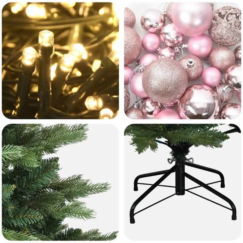 Albero di Natale artificiale con palline 120 cm 150 LED 3465767