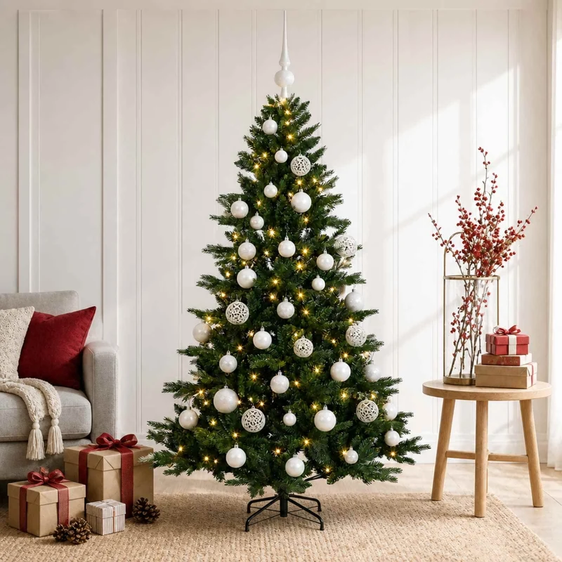 Albero di Natale artificiale con palline 120 cm 150 LED 3466055