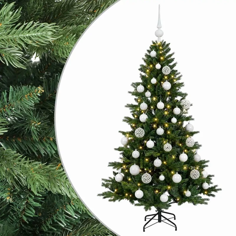 Albero di Natale artificiale con palline 120 cm 150 LED 3466055