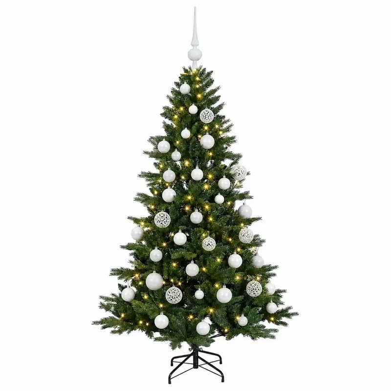 Albero di Natale artificiale con palline 120 cm 150 LED 3466055