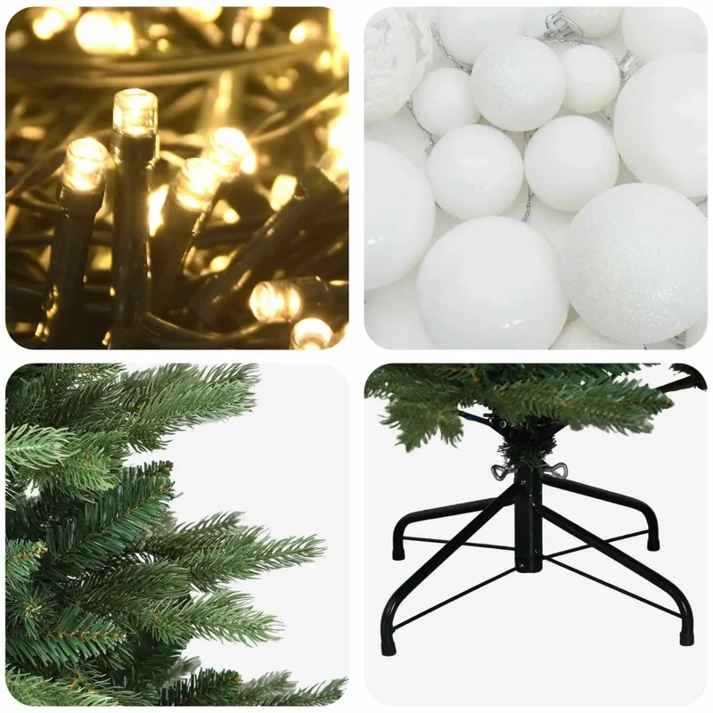 Albero di Natale artificiale con palline 120 cm 150 LED 3466055