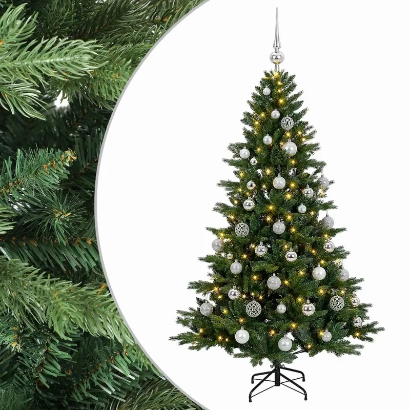 Albero di Natale artificiale con palline 120 cm 150 LED 3465959