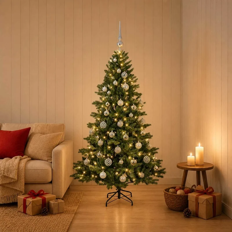 Albero di Natale artificiale con palline 120 cm 150 LED 3465959