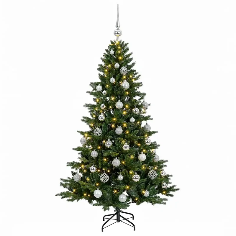 Albero di Natale artificiale con palline 120 cm 150 LED 3465959