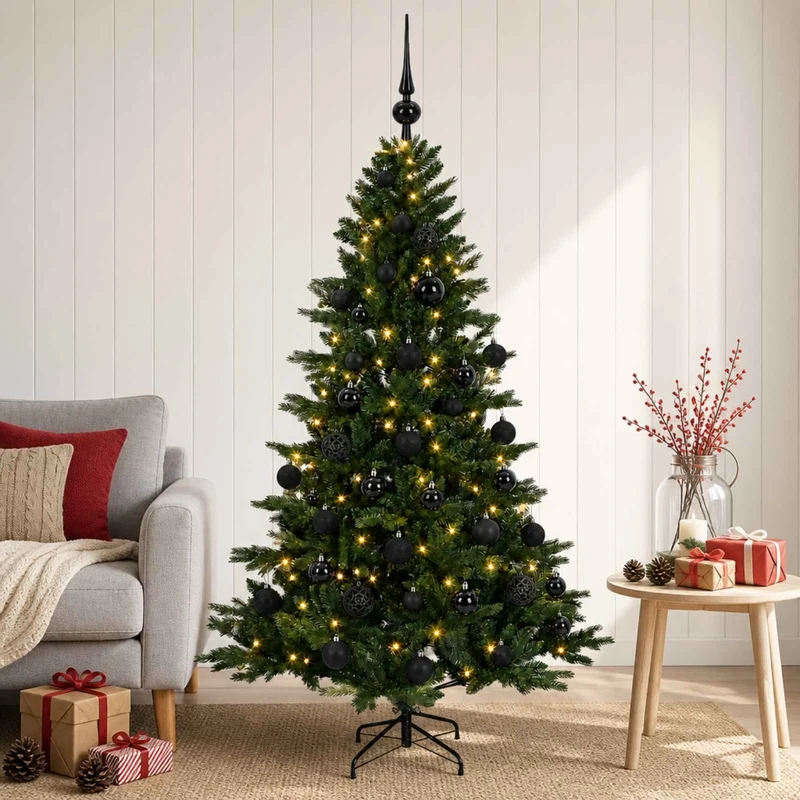 Albero di Natale artificiale con palline 120 cm 150 LED 3465575