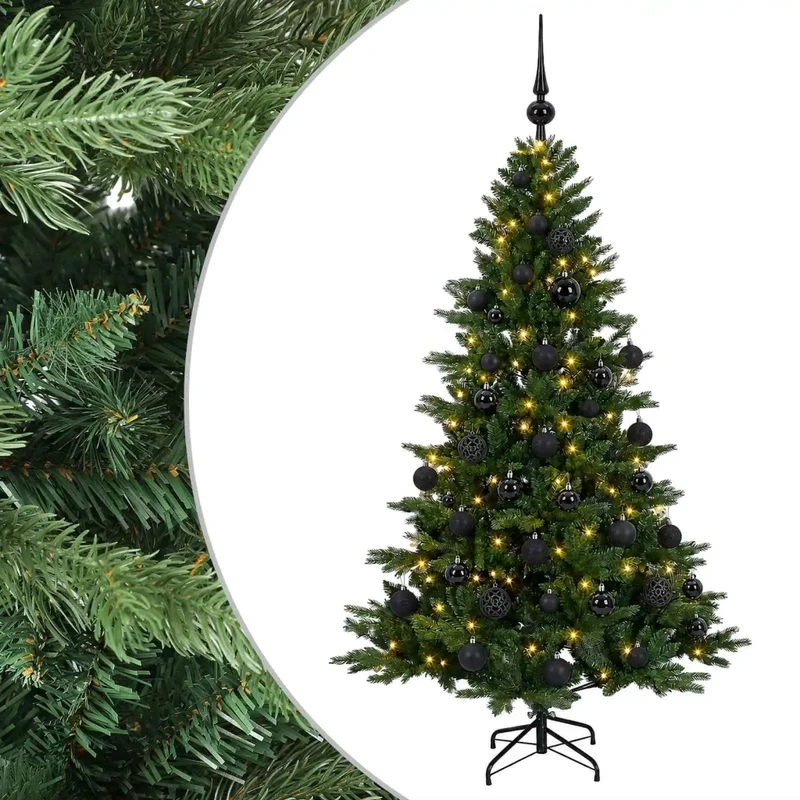 Albero di Natale artificiale con palline 120 cm 150 LED 3465575