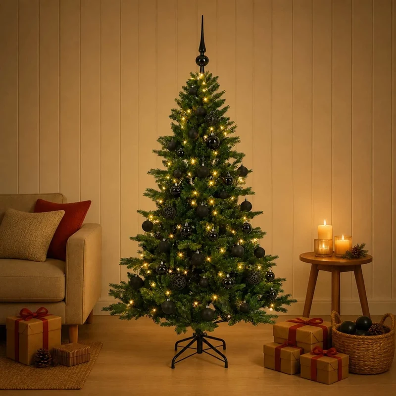Albero di Natale artificiale con palline 120 cm 150 LED 3465575