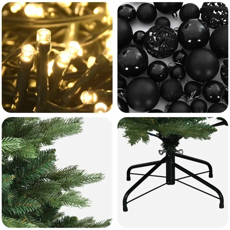 Albero di Natale artificiale con palline 120 cm 150 LED 3465575