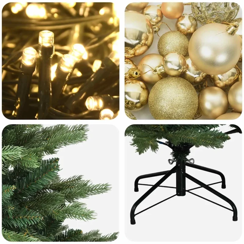 Albero di Natale artificiale con palline 120 cm 150 LED 3465671