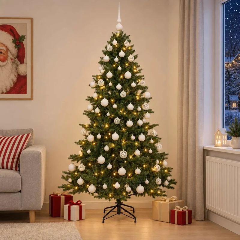 Albero di Natale artificiale con palline 240 cm 300 LED 3467076