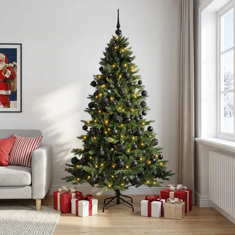 Albero di Natale artificiale con palline 240 cm 300 LED 3466396