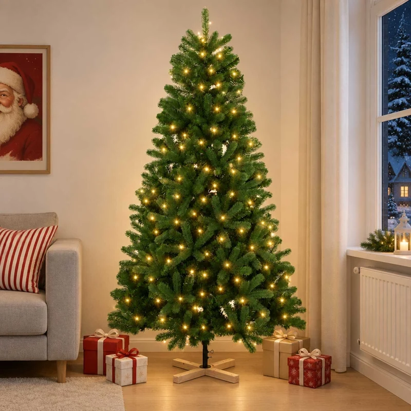 Albero di Natale artificiale 120 cm 150 LED Bianco caldo PVC 3461395