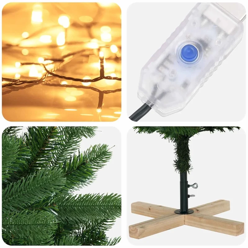 Albero di Natale artificiale 120 cm 150 LED Bianco caldo PVC 3461395