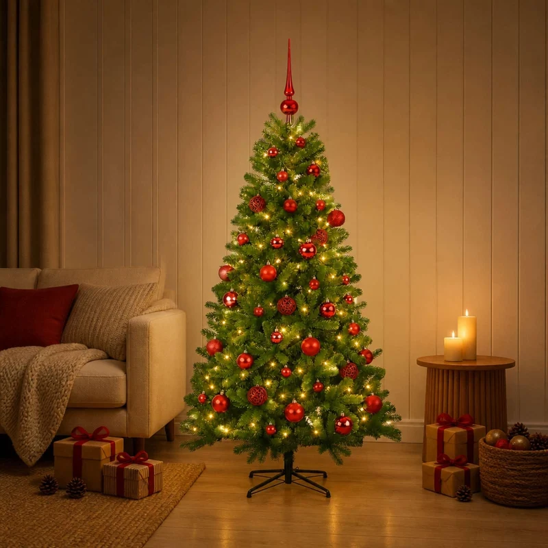 Albero di Natale artificiale con palline 120 cm 150 LED 3461405