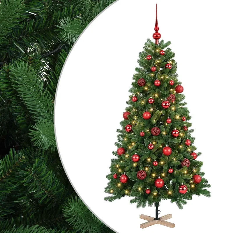 Albero di Natale artificiale con palline 120 cm 150 LED 3461405