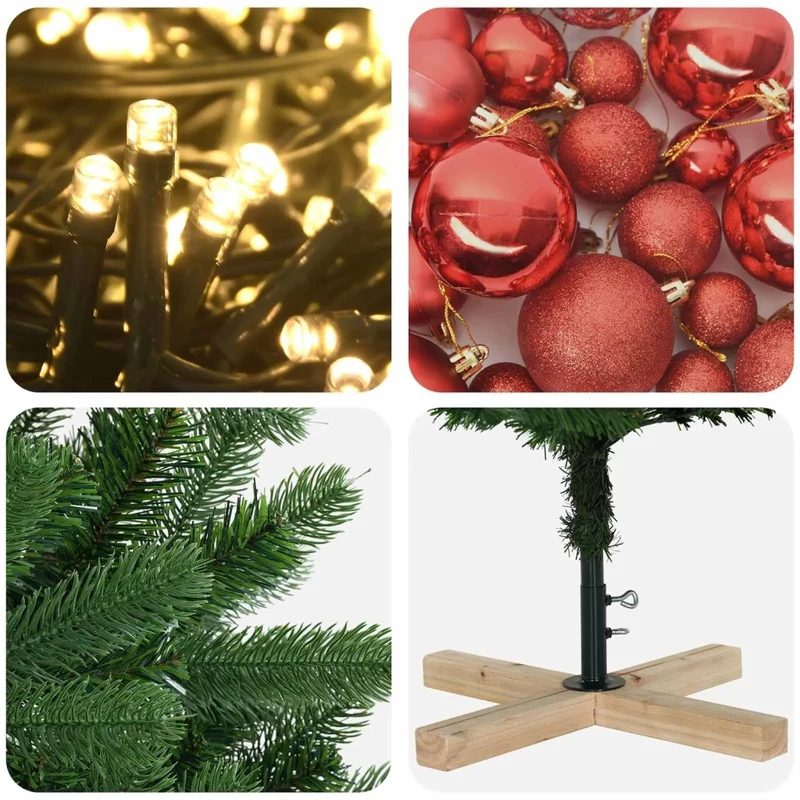 Albero di Natale artificiale con palline 120 cm 150 LED 3461405