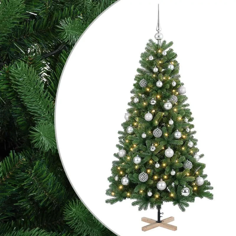 Albero di Natale artificiale con palline 120 cm 150 LED 3461430